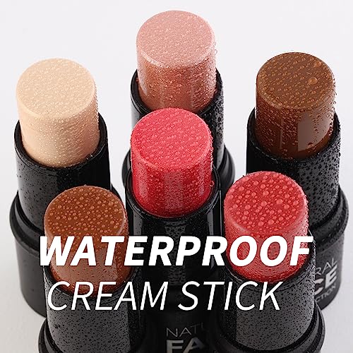 Cream Contour Sticks 3 Pcs Highlighter Bronzer Blush Face Makeup Contouring Bronzing Pen Creme Cheek Blush & Brightens Illuminator Highlight Foundation Waterproof Cosmetics Set Medium