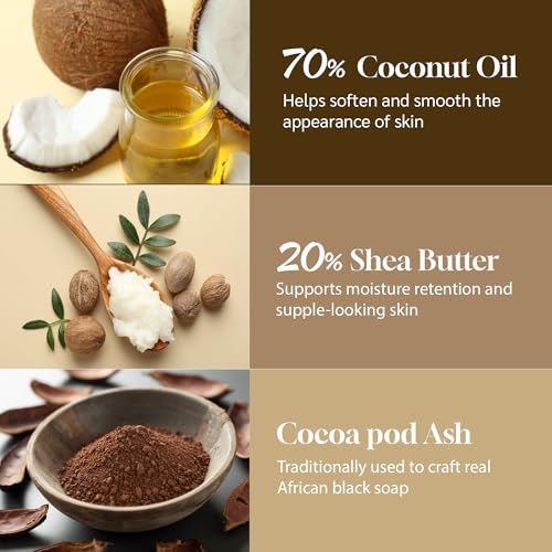 AKWAABA African Black Soap with Turmeric | 4 oz | Cleansing Bar for Face & Body
