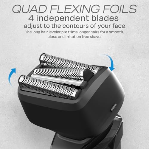 HUMMINGBIRD MK7 Premium Face Shaver, Four Blade Foil Shaver, Electric Razor for Men, Cordless USB-C Rechargeable Waterproof Foil Face Shaver with Two Additional Magnetic Replacement Blades