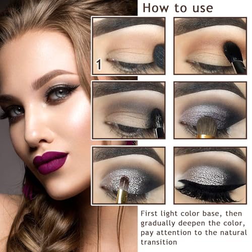 42 Colors Black Gray Smokey Eyeshadow Palette,Matte Shimmer Glitter Neutral Eyeshadow Palette,Highly Pigmented Smokey Silver Black Eye Shadow Palette Goth Makeup Kit with Eyeshadow Brush