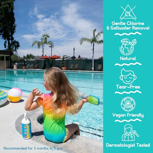 TRISWIM Kids Swim Suds 2-in-1 Tear-Free Shampoo & Body Wash 32oz | Natural Chlorine-Out Formula, Removes Green Tint | No Parabens or Dyes | Gentle for Babies & Toddlers | Watermelon Scent