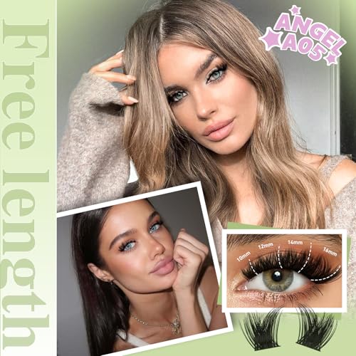 KEYYOU LASH clusters 144Pcs D Curl Angel Eyelash Extension Thick Wispy Natural Band Lash with Waterproof DIY Lash Extension at Home£¨Angel A05-D-8-18MIX£©