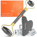 TeraRX¢ç Terahertz Gua Sha & Facial Roller Set ? 100% Authentic Terahertz Stone Face Roller to Reduce Puffiness, Improve Wrinkle Lines & Relieve Facial Tension ? Perfect for Eye Massage and Relaxation