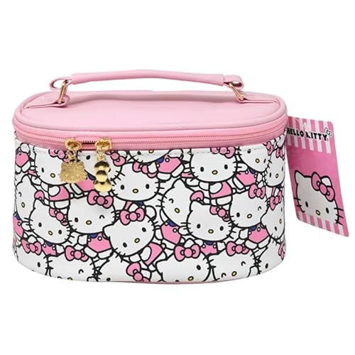 Fast Forward Hello Kitty Sanrio Cosmetics Vanity Pouch Bag Make Up Tote Authentic Metal Charm
