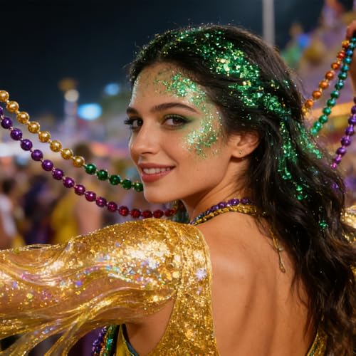 Mysense Green Body Glitter Stick, Mardi Gras Face Hair Glitter, Festival Rave Outfits for Women, St Patricks Day Accessories, Sparkling Mermaid Sequins Chunky Glitter Makeup, 0.56oz