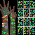 Luminous Temporary Tattoos, 102Pcs Dinosaur Cartoon Glow in the Dark Tattoos, Waterproof Fake Tattoos Body Face Stickers Designs Decorations, Birthday Party Favor Supplies Gifts