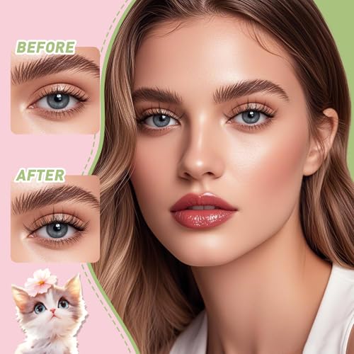KEYYOU Bunny Lash Clusters Kit Anime Cat Eye Lashes 108pcs Wispy Natural Cat style Lash Extension Kit with Bond and Seal,Applicators,Remover for Manga DIY Eyelash Extension Kit at Home£¨MC02£©