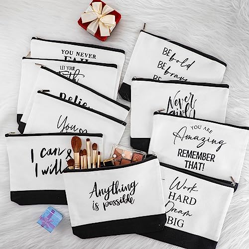 Sanwuta 30pcs International Women's Day Gifts for Women Inspirational Makeup Bags with Zipper Thank You Cosmetic Bags Gift for Coworkers Employee Volunteer (Classic)