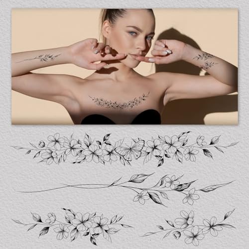 Cerlaza Tiny Temporary Tattoos for Women Girls, Realistic Fake Tattoos That Look Real and Last Long for Adult, Waterproof Hand Tattoos Stencils Stickers for Body Art-12 Sheets