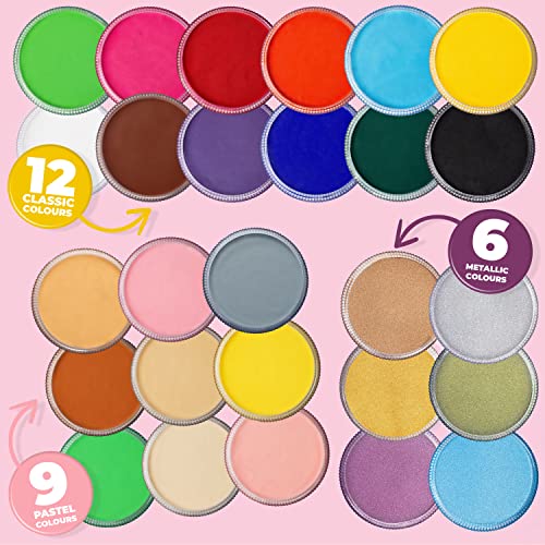 Blue Squid Face Paint Water Based Single Cake Professional Face Paint & Body Paint - Water Activated, Kids Adults Face Painting for Costume, Halloween Makeup, Cosplay - Pastel Orange Face Paint 30g
