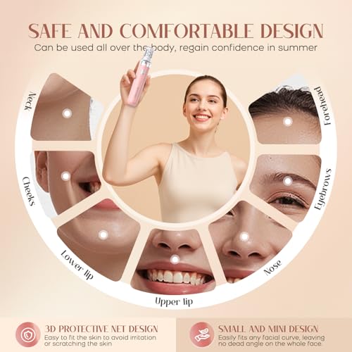 Facial Hair Remover for Women, 2-in-1 Epilator for Women with LED Light USB Rechargeable Portable Electric Epilators Painless Lady Shavers for Face, Lip, Chin, Leg, Arms, Bikini