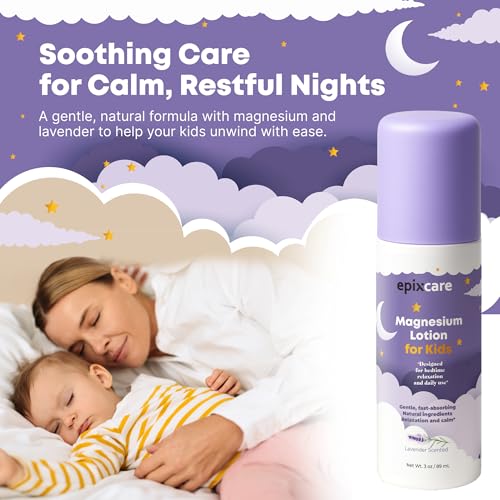 Magnesium Lotion for Kids - Bedtime Sleep & Relaxation Calming Cream with Lavender for Juniors Babies - Soothing Relief & Relaxation Baby Magnesium Topical Night Body Rub Without Melatonin