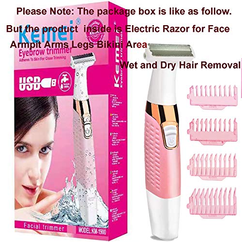 Electric Shaver Trimmer for Women Full Body,Painless Lady Wet & Dry Electric Bikini Line Trimmer Body Hair Remover for Leg Underarm Eyebrow Public,USB Rechargeable Cordless Waterproof