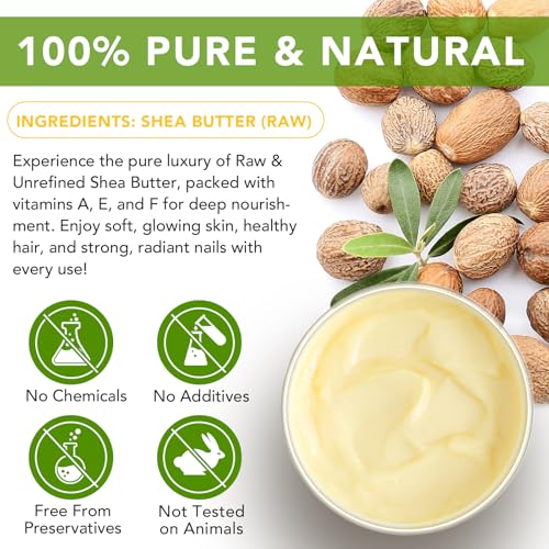 Raw Organic Shea Butter,Natural Unrefined Moisturizer for Dry Skin, Deep Hydration & Locking Water, Keeps Skin and Hair Moisturizing 7.8 OZ