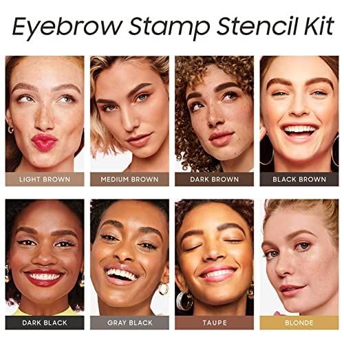 Eyebrow Stamp and Eyebrow Stencil Kit, Eye Brow Stencil Kit for Beginners 24 Reusable and Washable Eyebrow Shaping Kit, Brow Stencil and Stamp Kit Smudge-Proof & Long-Lasting (Medium Brown)