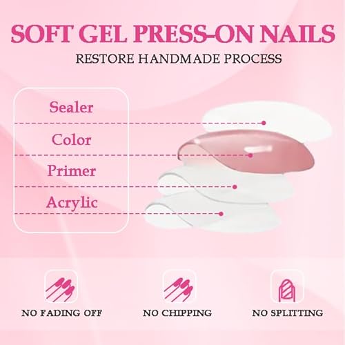2025 Long Pmma Acrylic Handmade Nail Design Novelty with Rhinestone Bear Love Snake Design Glossy Nail, Reusable Nail Set with Box Gift for Women (White-pink, M)