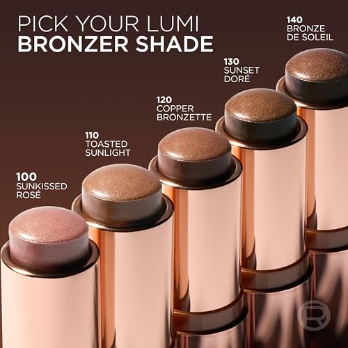 L'Oreal Paris Lumi Bronze Le Stick Soleil Bronzer Stick, Cream-To-Powder Bronzer For A Sunkissed Face Makeup Glow, 110 Toasted Sunlight