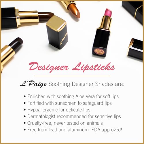 L¡¯Paige L19 ? MOCHA Designer Lipstick | Aloe Vera-Based, Long-Lasting, Moisturizing | Rosy Brown with Smooth Satin Finish