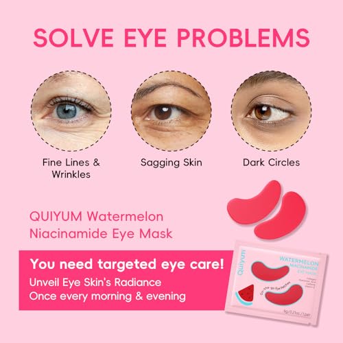 Watermelon Niacinamide Lip & Eye Mask Set - Hydrating Collagen Lip Masks + Eye Pads, Nourishing Skincare for Lips & Eyes (12 Packs)
