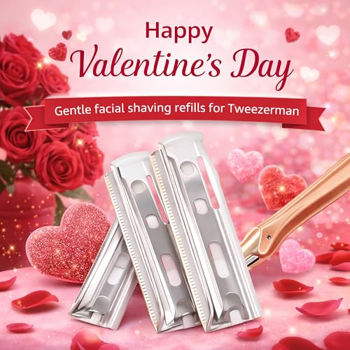 20 Pack Replacement Blades Compatible with Tweezerman Facial Razor,Stainless Steel Face Razor Refills for Women, Peach Fuzz Remover & Exfoliating Razor Blades for Smooth, Radiant Skin