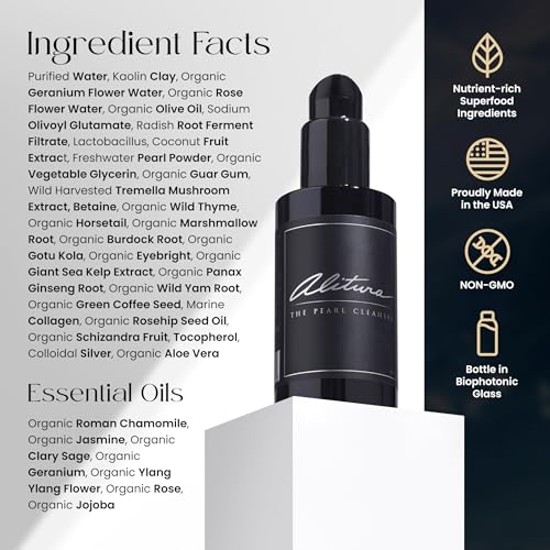Alitura Pearl Facial Cleanser for Men & Women 100 ml ? Anti-Aging Face Wash with Marine Collagen, Sea Kelp & Organic Botanicals ? Hydrating Gentle Exfoliant for Clear, Smooth Skin ? 3.4 oz Travel Size