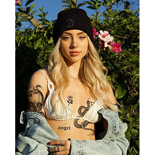 22 Sheets Realistic Temporary Tattoo, 10 sheets Sexy Snake Fake Tattoos Stickers, Floral Peony Rose Tribal Viper Snake Temporary Tatoos For Women Men Adults Body Art Forearm Arm Leg