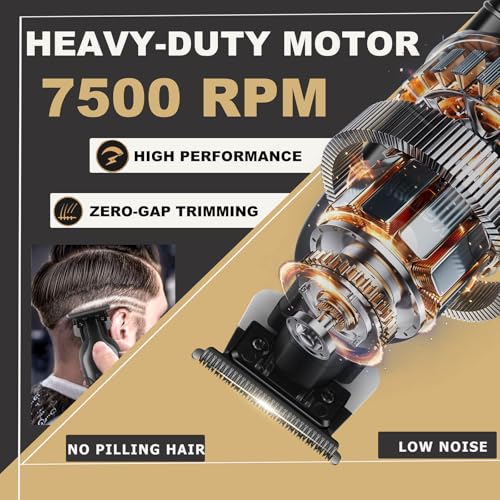KEMEI 2299 Hair Trimmer for Men with Charging Dock, Professional Cordless T-Blade Clippers for Edging & Lining, Barber Zero Gap Trimmers, USB Rechargeable Kit with Storage Base (Black)