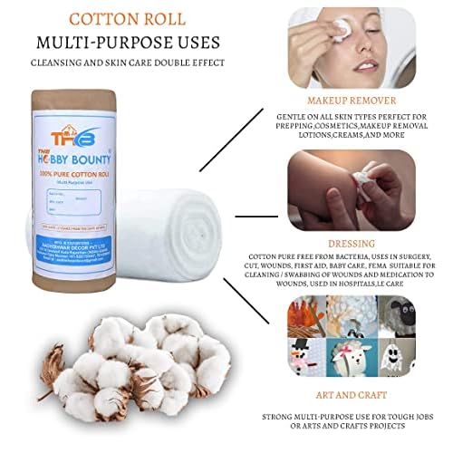 Pure Cotton Roll 100% High Absorbent Multipurpose Use for Makeup Remover Salon Beauty Baby Care Pure Cotton Wool Rolls (400 Gram)