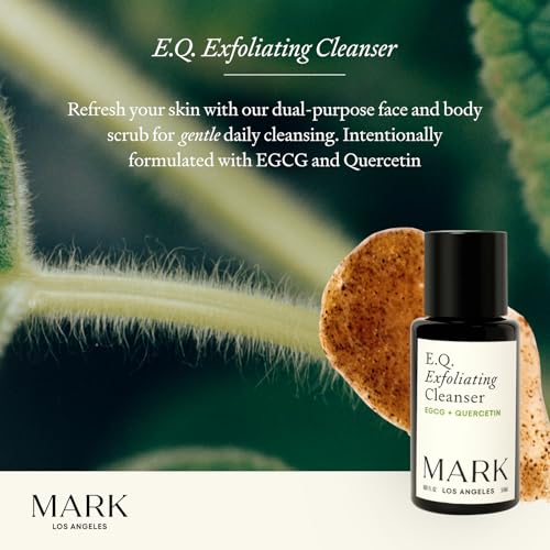 EQ Exfoliating Cleanser - EGCG + Quercetin - Gentle Face & Body Scrub - Cleanse & Exfoliate Skin - For Redness & Blemishes - With Squalene Oil & Ultra-Fine Walnut Shells -1.69 fl oz