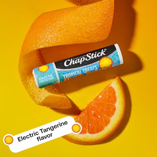 ChapStick Lip Care, Tropical Treats Collection (6 Sticks) ? Electric Tangerine, Fizzy Grape & Zingy Watermelon Lip Balm, 0.15 Oz Ea