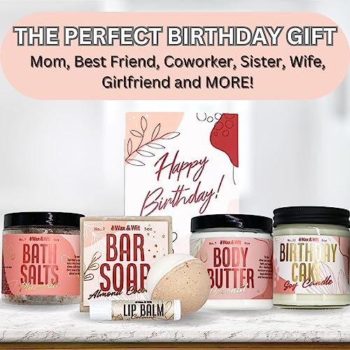 WAX & WIT Best Friend Birthday Gifts for Women, Unique Birthday Gifts for Sister & Friends, Happy Birthday Gift Basket for Women, Happy Birthday Gift Set, Happy Birthday Gifts for Women - 7 Piece Set