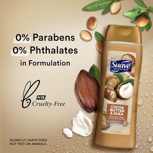 Suave Body Wash Variety 2-Pack, Milk & Honey + Cocoa Butter & Shea ? Gentle Body Washes with Sweet Blend Oil Essence, 18 Oz Ea