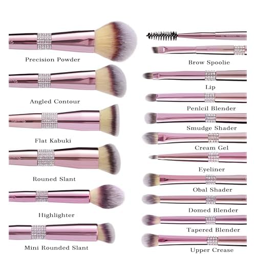 Bueart Design 16Pcs Makeup Brushes Set with Elegant Design Holder Case,Premium Ultra Soft Professional Make up Brushes for Foundation,Blush,Powder,Highlighter,Contour,Eyeshadow