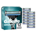 Gillette Mach3 Razor Blades Men, Pack of 12 Razor Blade Refills, Stronger Than Steel Blades, Enhanced Lubrastrip