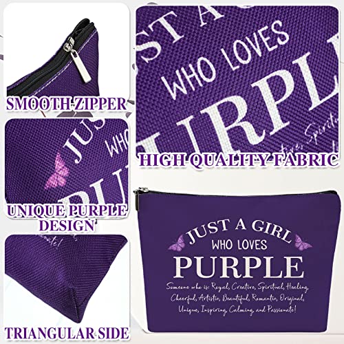 Hillban 6 Pcs Purple Makeup Bag Gifts Inspirational Purple Zipper Cosmetic Pouch Lover Gift Makeup Toiletry Bag for Women Travel Birthday