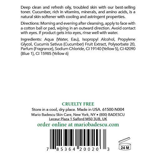Mario Badescu Special Cucumber Lotion | Non-Drying & Non-Irritating Facial Toner for Removing Excess Oil & Drying Up Breakouts | Revitalizing, Clarifying Astringent for Face