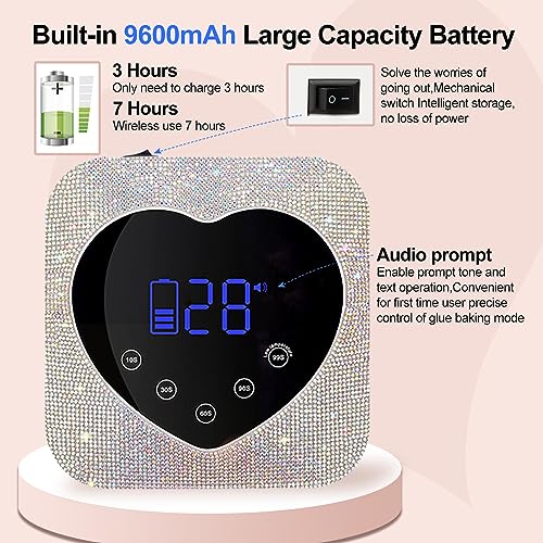 UV LED Nail Lamp Dryers 72W Rechargeable Cordless UV Light for Gel Nails,Sparkling Diamond Fast Curing Gel Polish Lamp with 5 Timer & Nail Kit,Auto Sensor,Manicure Art Drying Tools for Home Salon