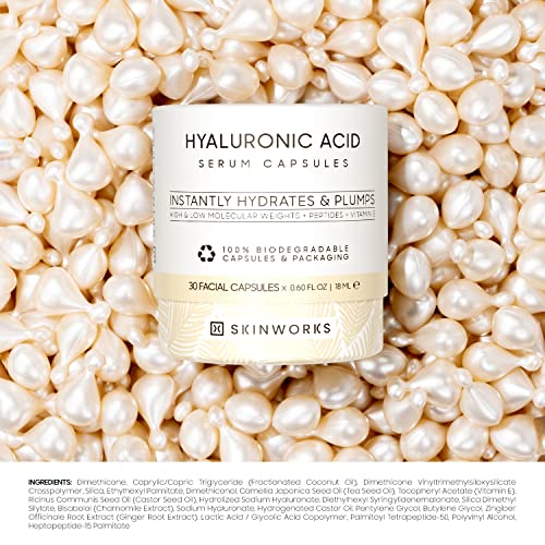 Hyaluronic Acid Serum for Face, Anti Aging Serum for Fine Lines & Wrinkles, Hydrating Glow, Face Moisturizer Plump & Repair Dry Skin, Unscented, 30 Capsules (Pack of 2)
