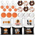 Y1tvei Basketball Party Favors Gifts - 30Pcs Basketball Makeup Bags Include Compact Mirrors Scrunchies Keychain, Stylish Cosmetic Pouch Team Sports Accessory Gift for Women Birthday Basketballs Party