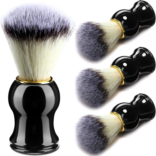 Patelai 4pcs Shaving Brush for Men Hand Crafted Shaving Brush for Wet Shave Using Shaving Cream Premium Quality Hair Bristle Bamboo Black Handle Shave Brush for Bearded Man Father Boyfriend Gifts