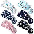 Honoson 6 Pcs Dental Scrub Caps Women Dentist Nursing Hats Adjustable Bouffant Nurse Hats Ponytail Turban Caps