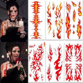 6 Sheets Flame Tattoo Stickers Decals Halloween Makeup Face Sticker for Women Men Body Dress Up Decoration Festival Party