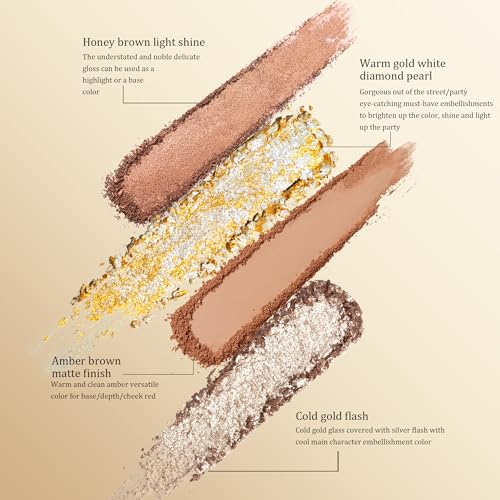 16-Color Golden Dune Eyeshadow Palette | Creamy Matte, Shimmer & Marbled Gold Shades | Vegan, Cruelty-Free, Long-Lasting Pigments | Perfect for Everyday Makeup & Desert-Inspired Glam (Nature)