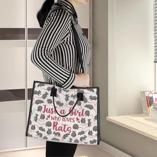 LEVLO Funny Rat Cosmetic Bag - Animal Lover Gift, Just A Girl Who Loves Rats Makeup Zipper Pouch for Women Girls (Rats LT)