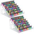 2 Pack 7 Tier Oil Nail Polish Display Rack Sunglass Essential Nail Polish Organizers Acrylic Makeup Oils Ink Storage 84 Bottles Nails Polishs Large Capacity No Tool Needed Assembly Clear