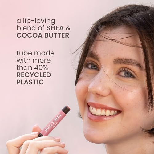 Burt's Bees Lip Shimmer, Raisin, Tinted Lip Balm Stick, Moisturizing for All Day Hydration with Natural Glowy Pigmented Finish & Buildable Color, 1 Count, 0.09 Oz