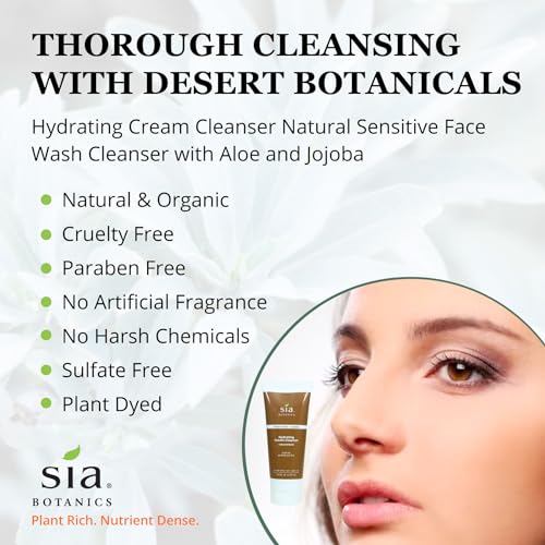 Sia Botanics Restoring Face Cream (65g/2.3oz Glass Jar) | Facial Moisturizer w/Aloe Vera, Jojoba, Avocado | Natural, Clean, Botanical Skincare for Women