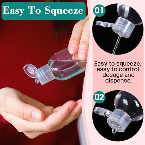 50 Pack Empty 3.4 oz Travel Bottles Tsa Approved Leakproof Plastic Squeezable Small Bottles for Toiletries Liquids Travel Essentials with Black Flip Cap