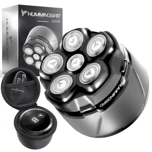 HUMMINGBIRD MK3 Stealth Edition Electric Head Shaver - 6 Blade Electric Razors for Men, Cordless USB-C Rechargeable Waterproof Head Shaver with One Additional Magnetic Replacement Blade