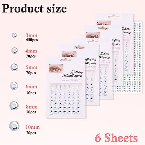 NOOEPC Hair Jewels, Clear Self Adhesive Hair Gems Prom Hair Accessories, Face Jewels Stickers for Makeup, Hair Diamonds,Hair Pearls Stick On,Bling Stickers Rhinestone for Crafts,Face,Makeup